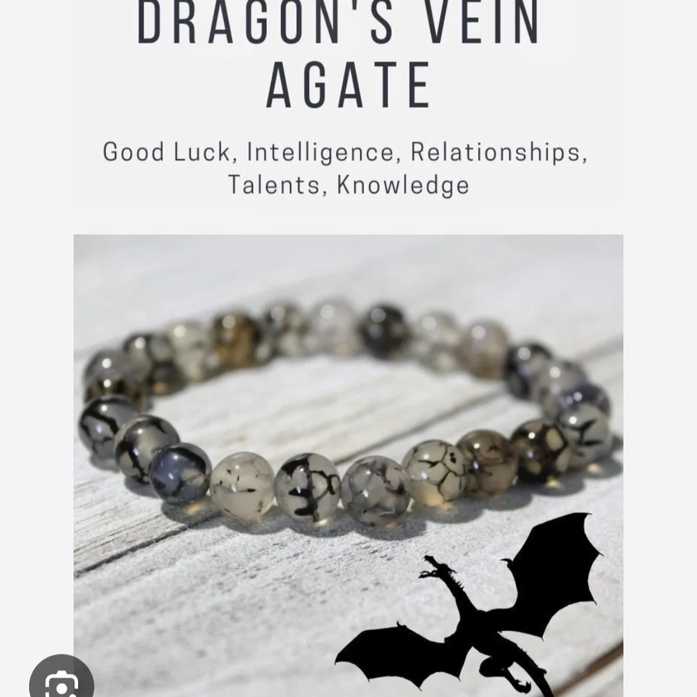 Handmade Leather Braclet With Black Dragon Vein Agate! - Picture 6 of 7